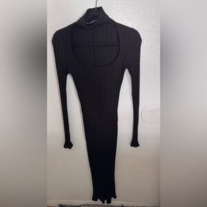 Reformation Black Ribbed Dress